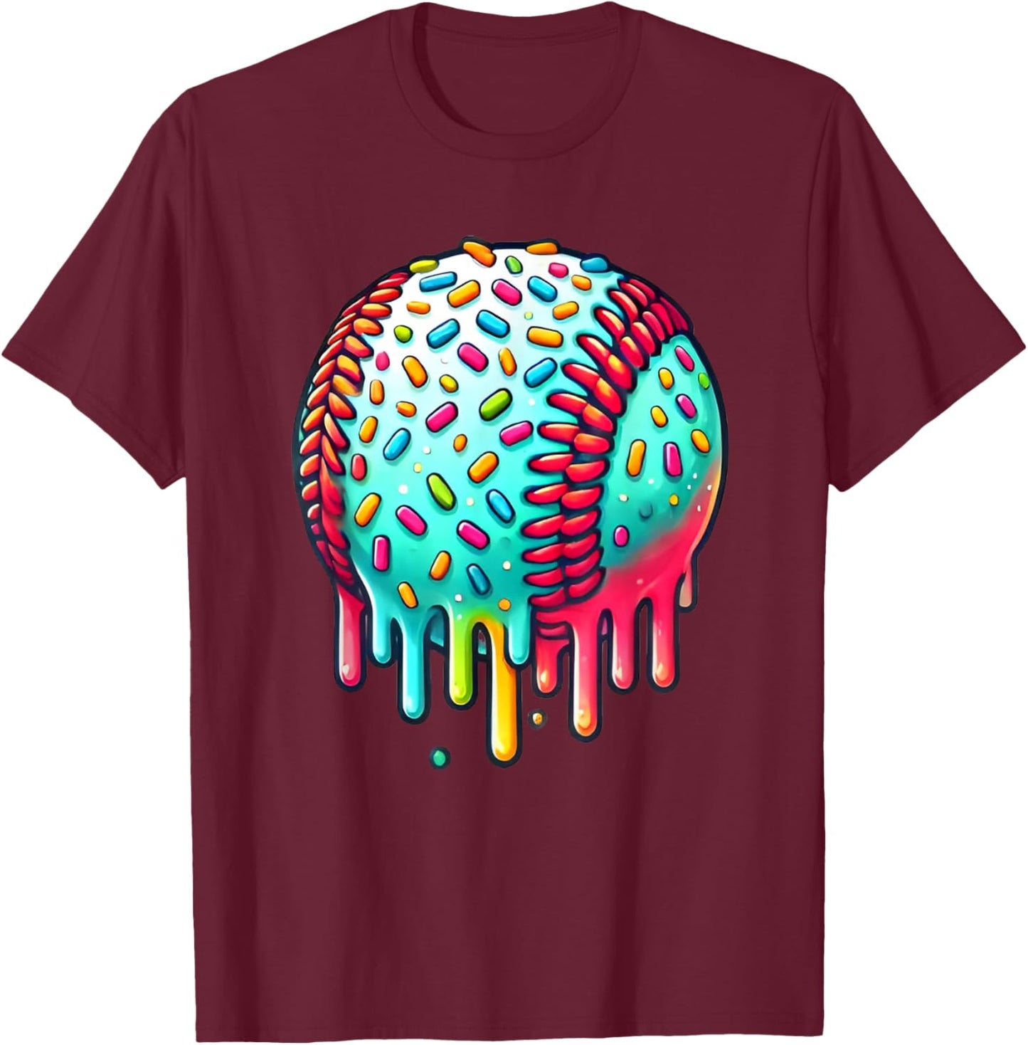Ice Cream Drip Baseball Stuff Baseball Drip For Boys Kids T-Shirt - T-Shirt | Maroon