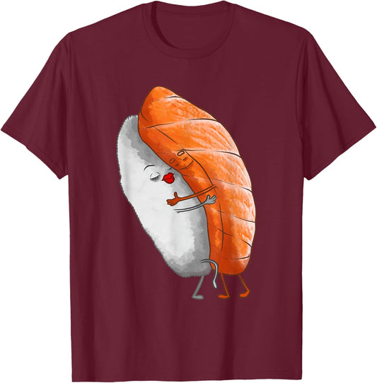 Funny Sushi Design For Kids Men Women Foodie Hug Sushi Lover T-Shirt - T-Shirt | Maroon