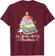 All Booked For Christmas Book Tree Lights Christmas Library T-Shirt - T-Shirt | Maroon