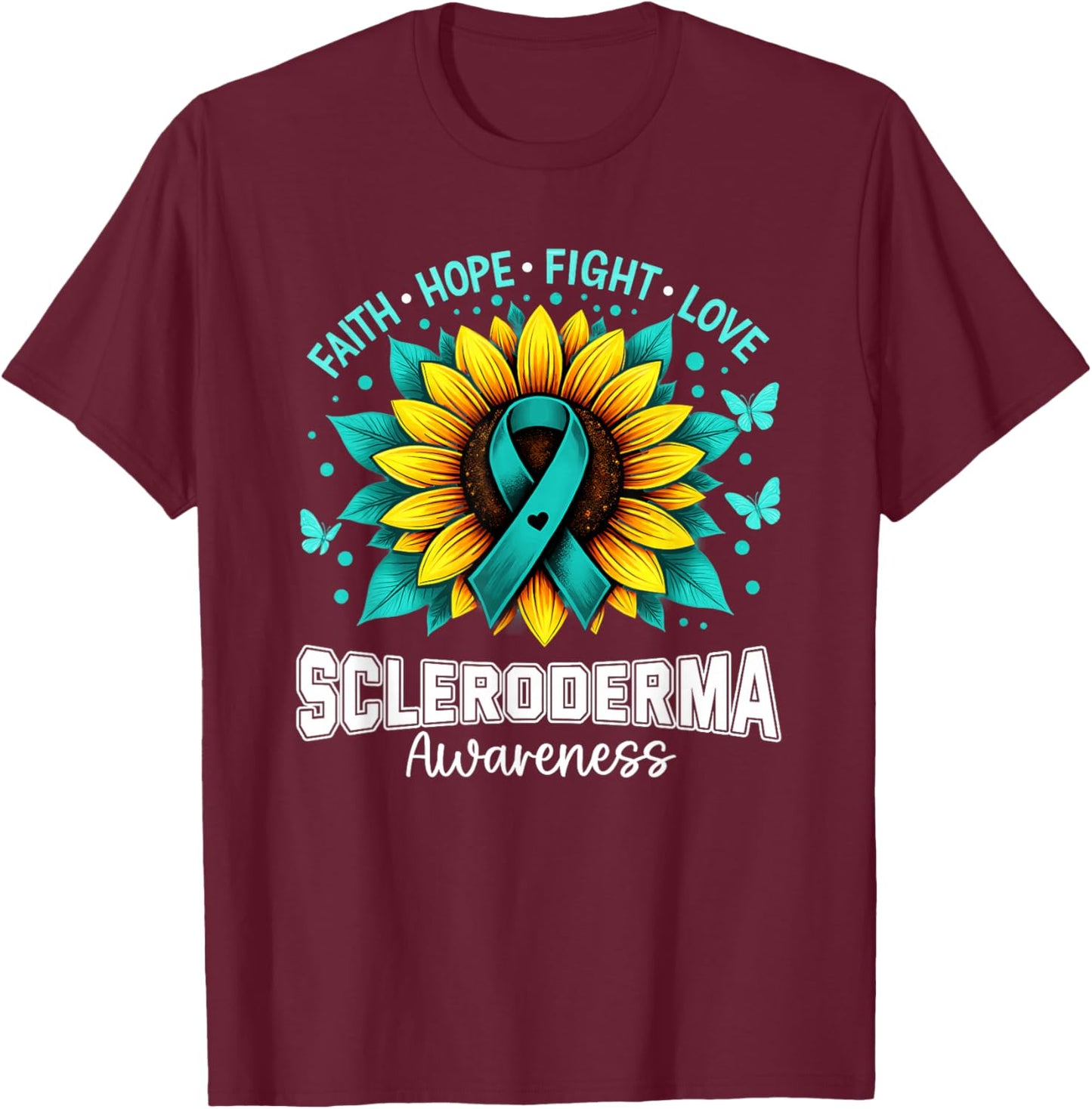 Christian Sunflower Scleroderma Awareness T-Shirt - T-Shirt | Maroon