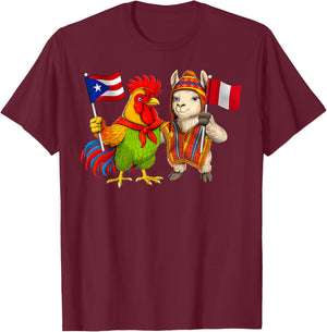 Puerto Rico Peru Flag Puerto Rican Roots Peruvian Heritage T-Shirt - T-Shirt | Maroon