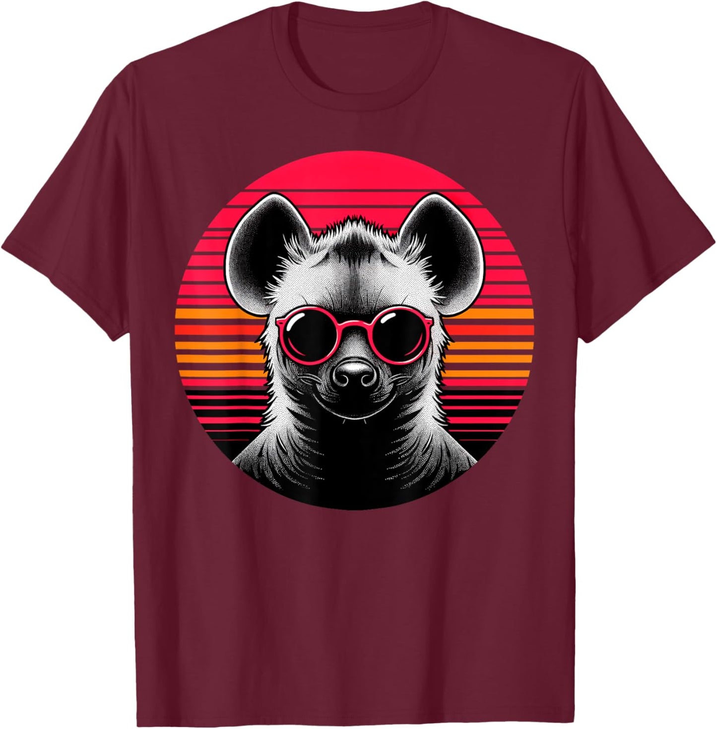 Hyena Retro Vintage Sunset Animal Sunglasses 70s T-Shirt - T-Shirt | Maroon