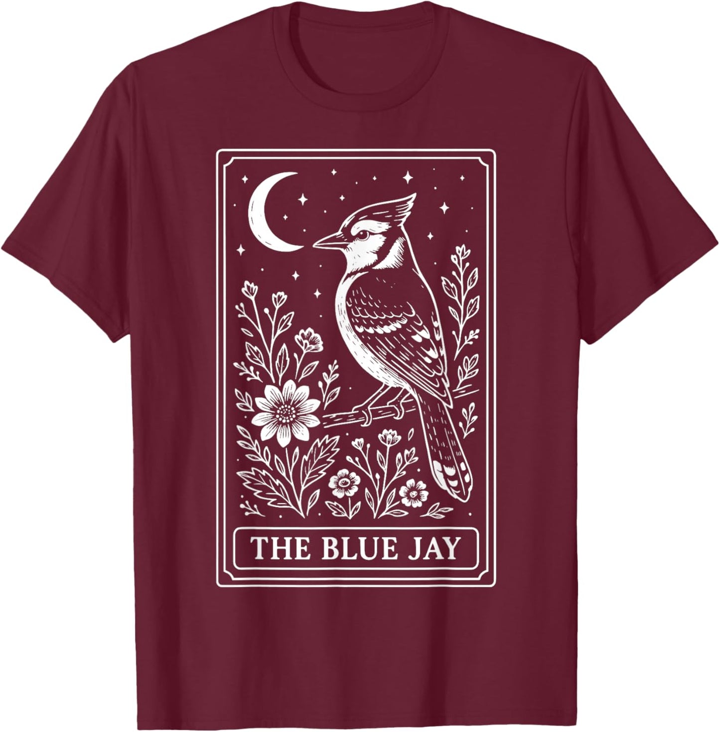 The Blue Jay Tarot Card T-Shirt - T-Shirt | Maroon