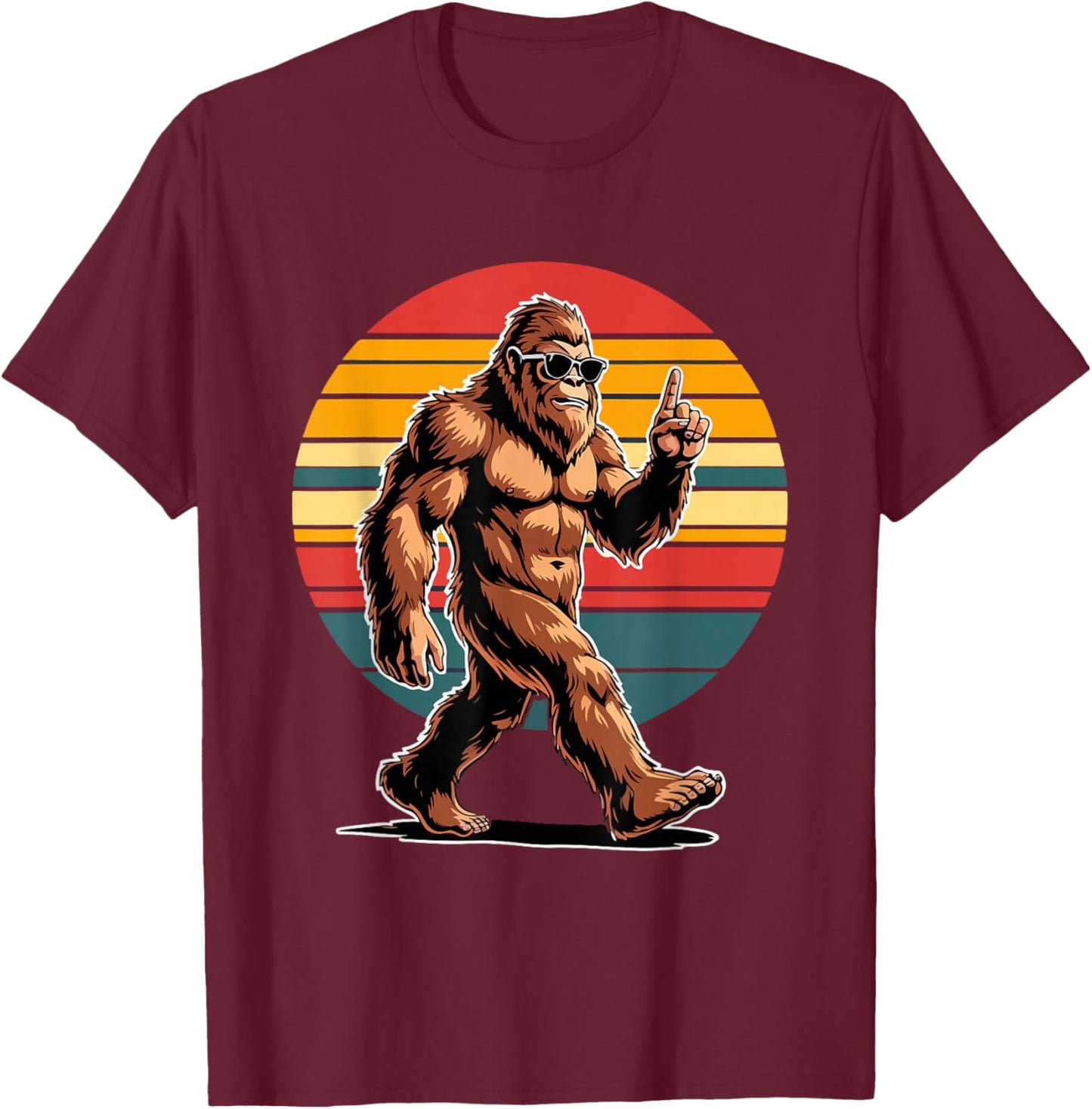 Bigfoot with Sunglasses Cryptid & Funny Sasquatch T-Shirt - T-Shirt | Maroon