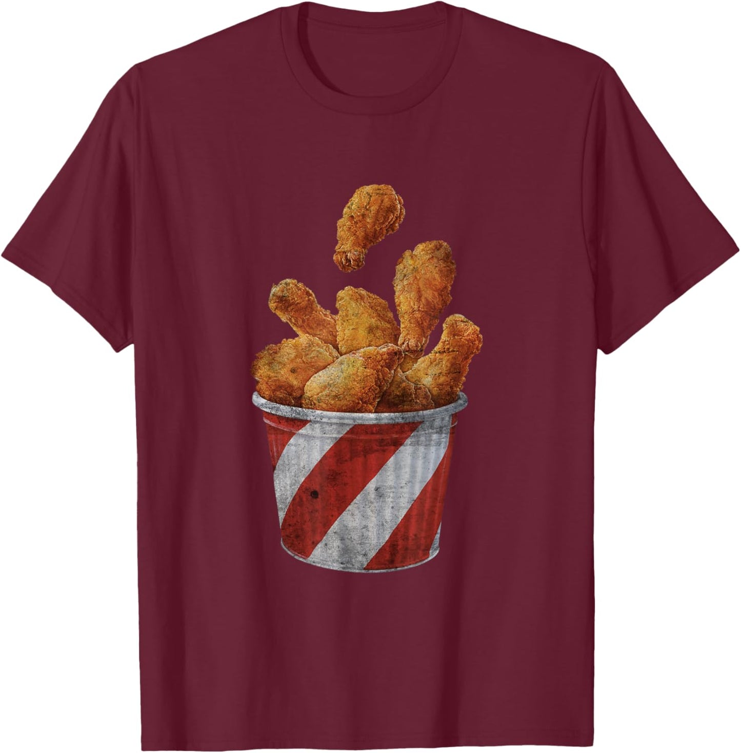 Retro National Fried Chicken Day Funny Fast Food Lover T-Shirt - T-Shirt | Maroon