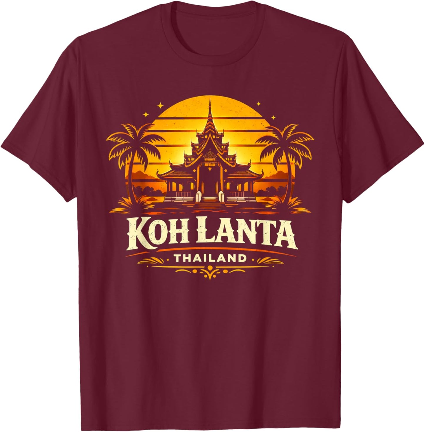 Koh Lanta Thailand Sunset Island Travel Design T-Shirt - T-Shirt | Maroon