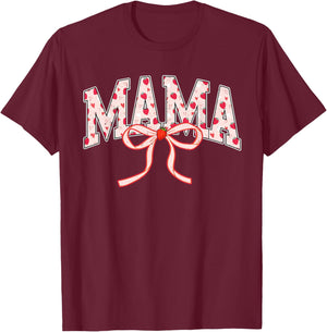 Mama Strawberry Coquette Bow Matching Family T-Shirt - T-Shirt | Maroon