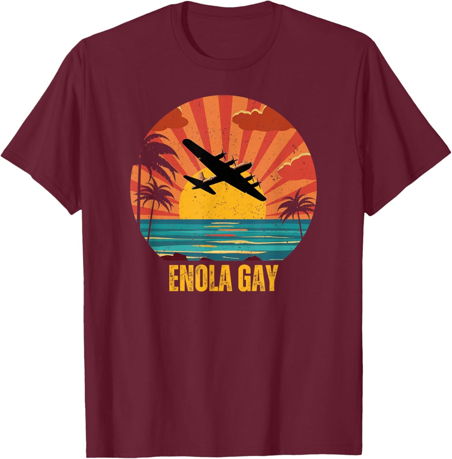 Enola Gay Vintage Airplane Enthusiast Graphic Design T-Shirt - T-Shirt | Maroon
