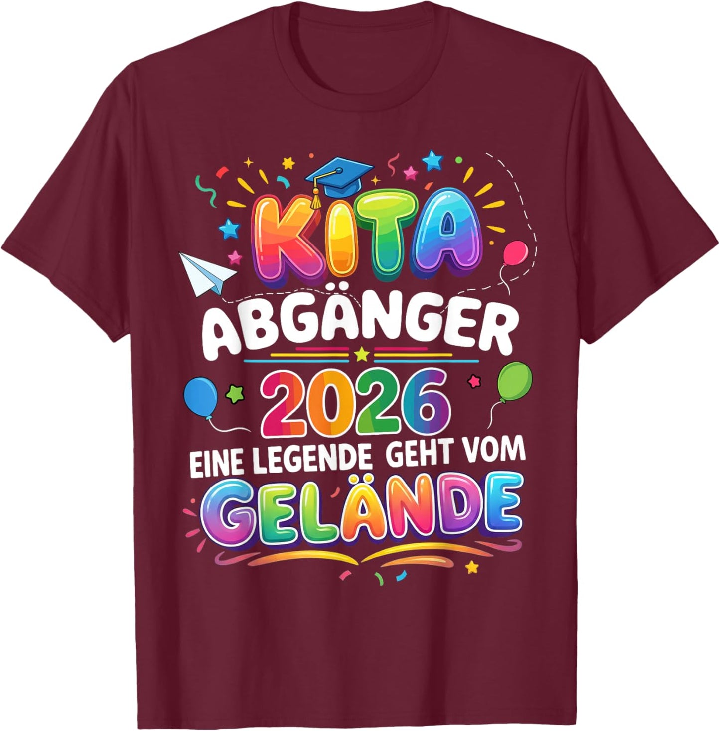 Kita abgänger 2026 Einschulung Schulkind Junge mädchen T-Shirt - T-Shirt | Maroon