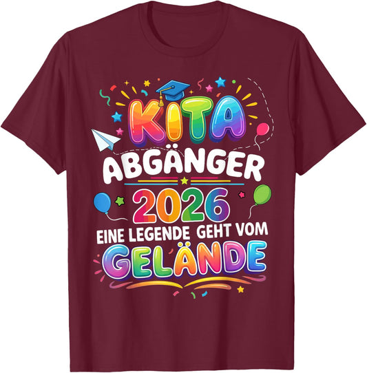 Kita abgänger 2026 Einschulung Schulkind Junge mädchen T-Shirt - T-Shirt | Maroon