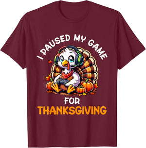 Thanksgiving Gamer Turkey Shirt For Boys Kids T-Shirt - T-Shirt | Maroon