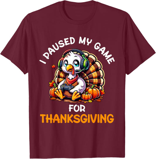 Thanksgiving Gamer Turkey Shirt For Boys Kids T-Shirt - T-Shirt | Maroon