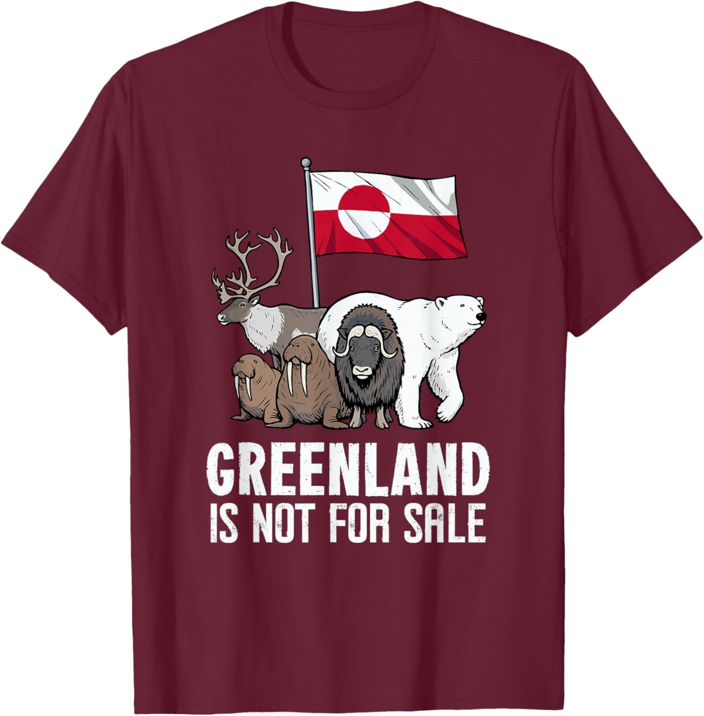 Greenland Flag Animals Greenland T-Shirt - T-Shirt | Maroon
