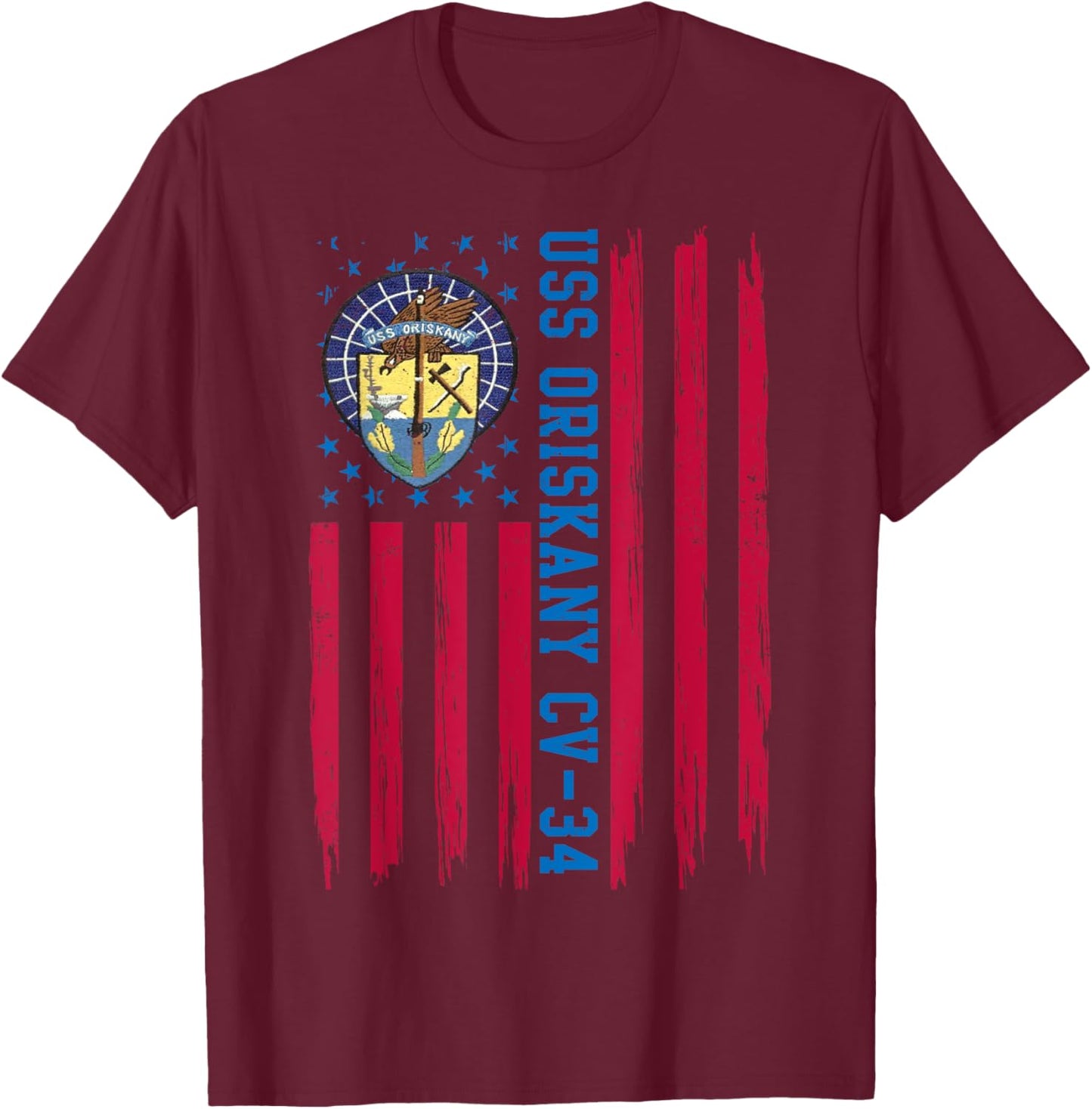 USS Oriskany CV-34 American Flag Aircraft Carrier Veteran Women Men T-Shirt - T-Shirt | Maroon