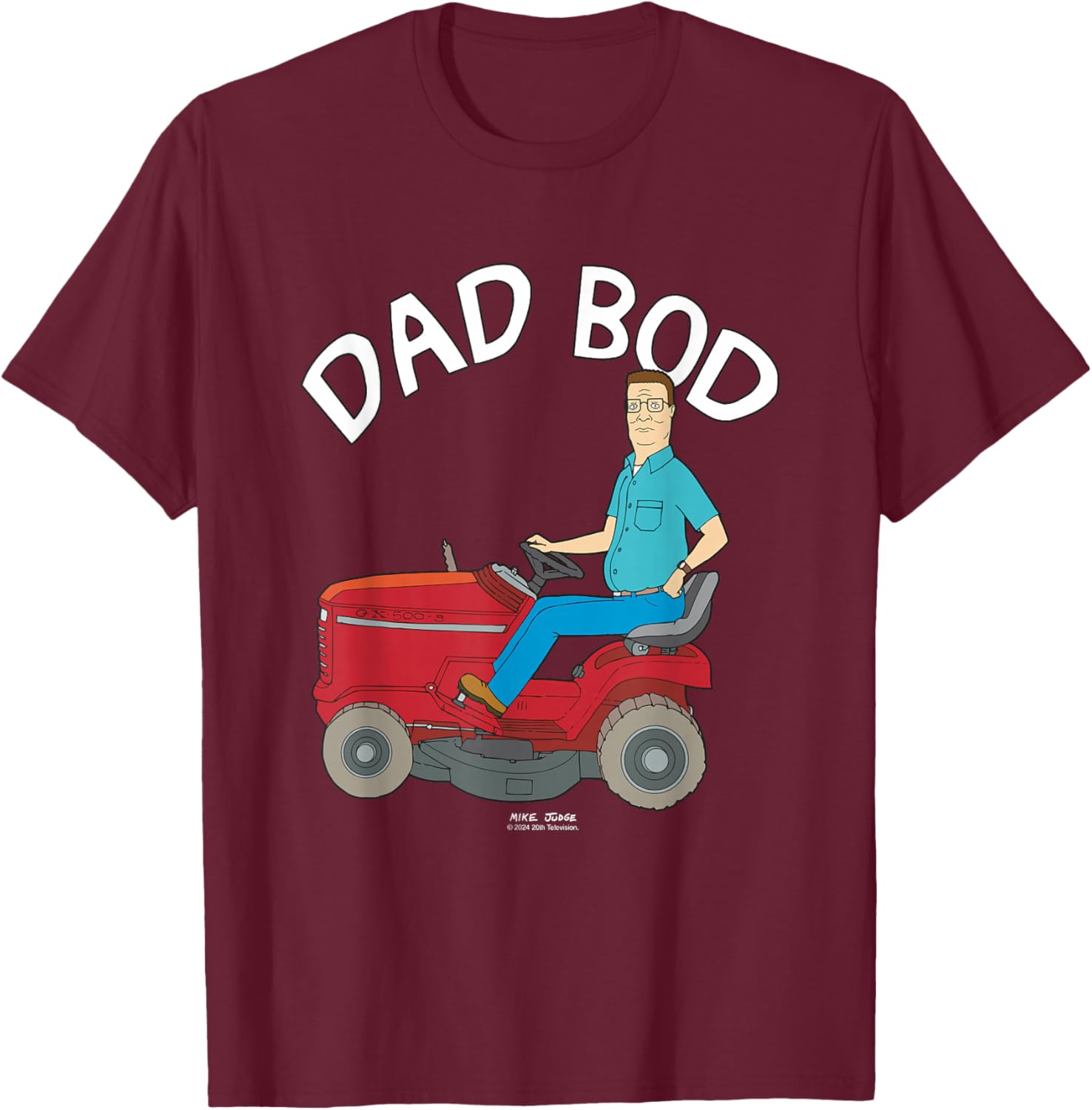 King Of The Hill Iconic Hank Hill Father's Day Dad Bod Logo T-Shirt - T-Shirt | Maroon