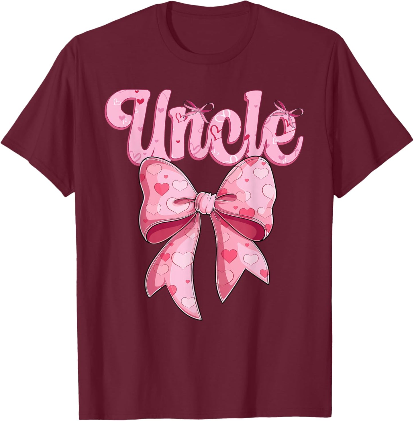 coquette bow family matching Groovy pink Uncle T-Shirt - T-Shirt | Maroon