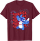 Disney Stitch America Fireworks 4th of July USA 250th T-Shirt - T-Shirt | Maroon
