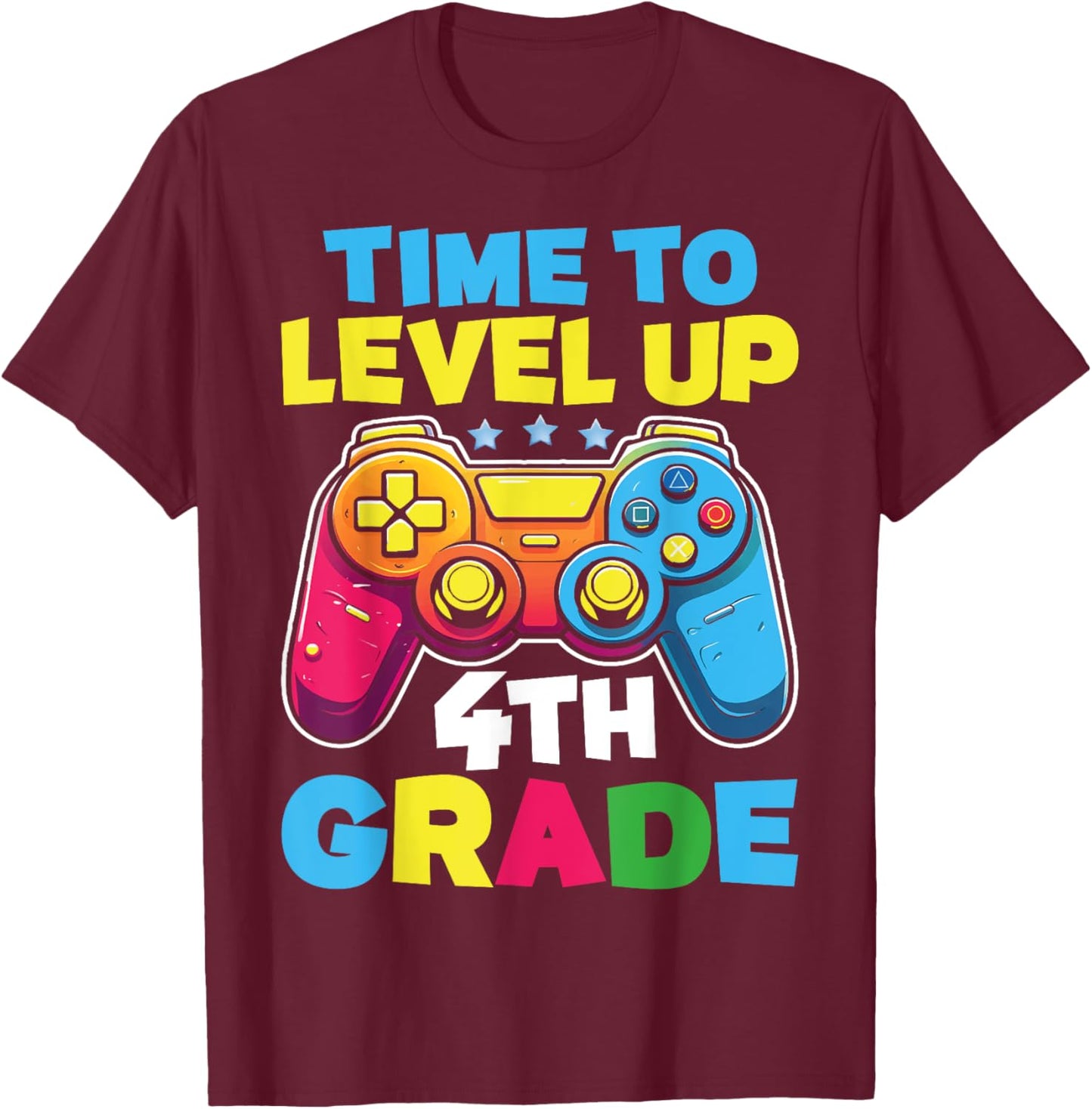Time To Level Up 4th Grade Video Gamer Kids Back To School T-Shirt - T-Shirt | Maroon