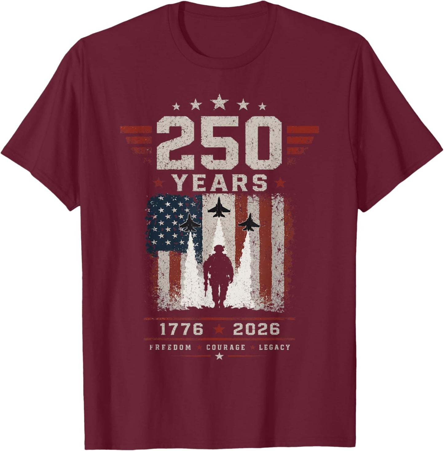 250 Anniversary USA 250th American 250 Years 4th July 2026 T-Shirt - T-Shirt | Maroon