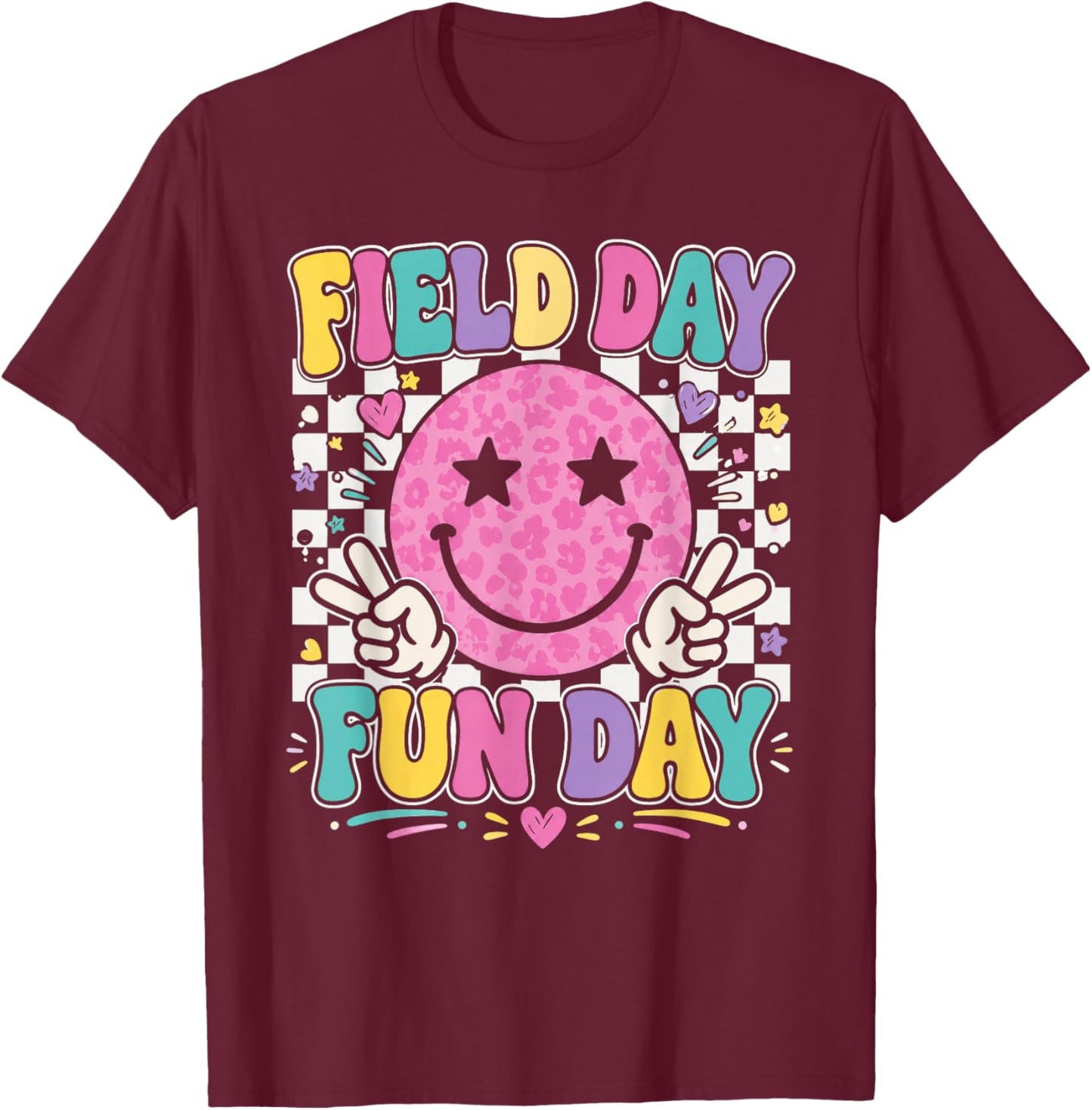 Field Day Fun Day Last Day of School Teacher Student T-Shirt - T-Shirt | Maroon