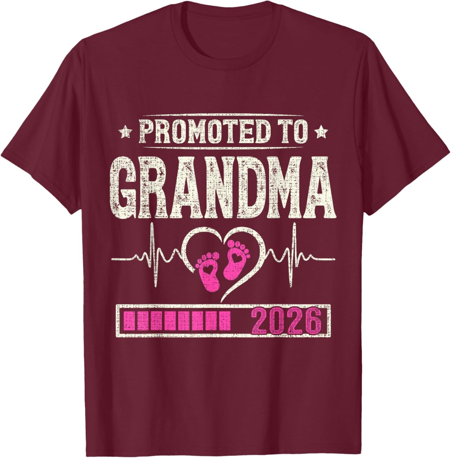 Promoted to Grandma 2026 Expecting Baby Soon to Be Grandma T-Shirt - T-Shirt | Maroon
