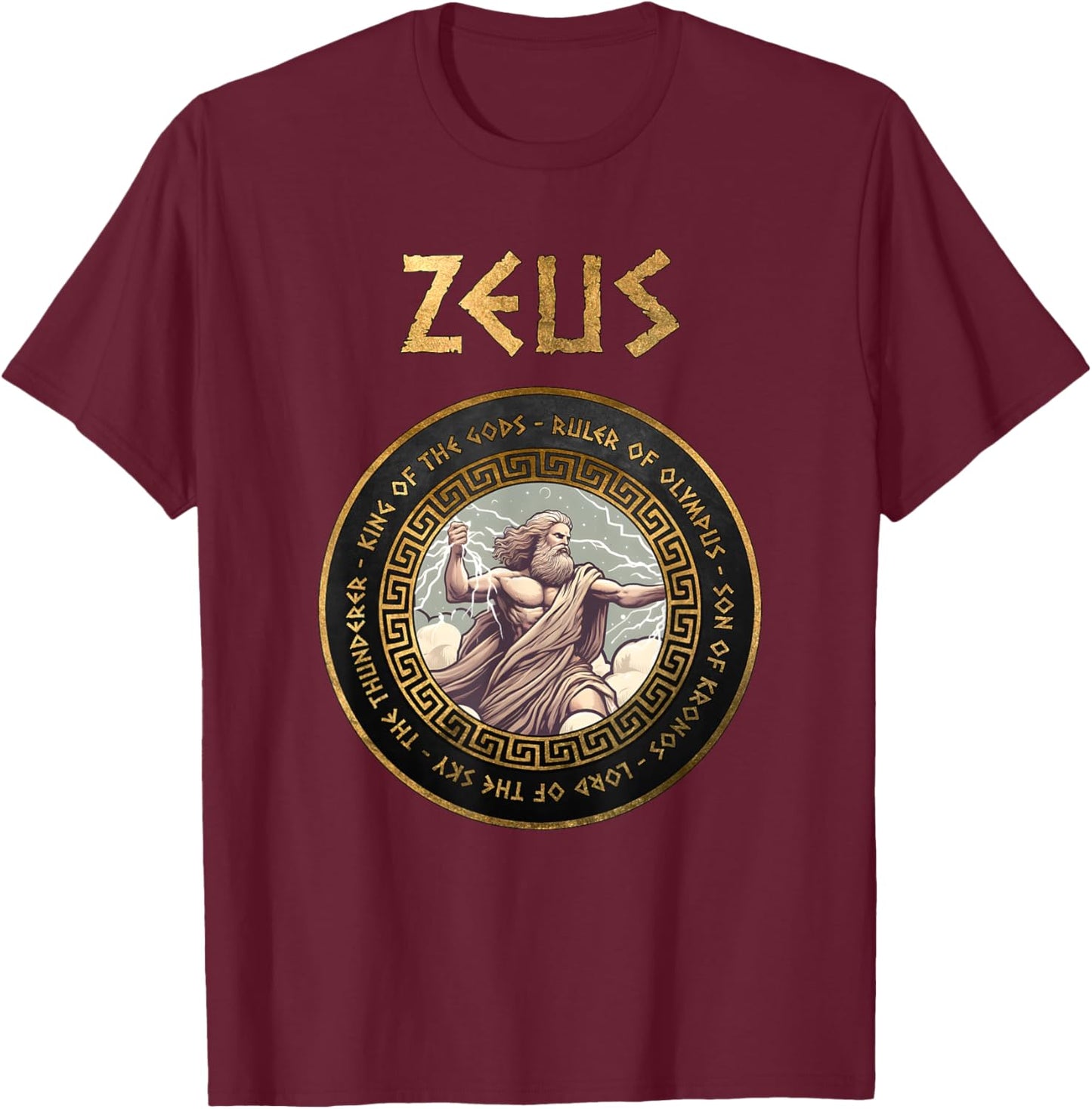 Agema Apparel Zeus Greek God Ancient Greek Mythology , Small, Black T-Shirt - T-Shirt | Maroon