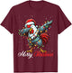 Dabbing Rooster Merry Christmas Lights Santa Hat Xmas Snow T-Shirt - T-Shirt | Maroon