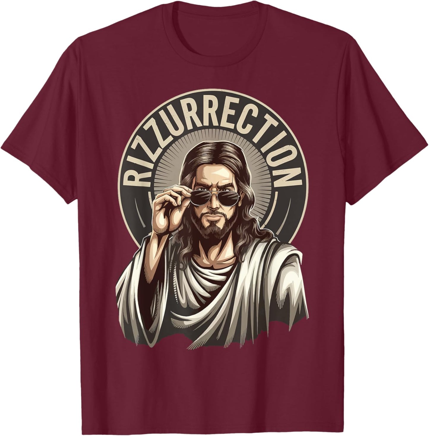 Rizzurrection Jesus Rizzen T-Shirt - T-Shirt | Maroon