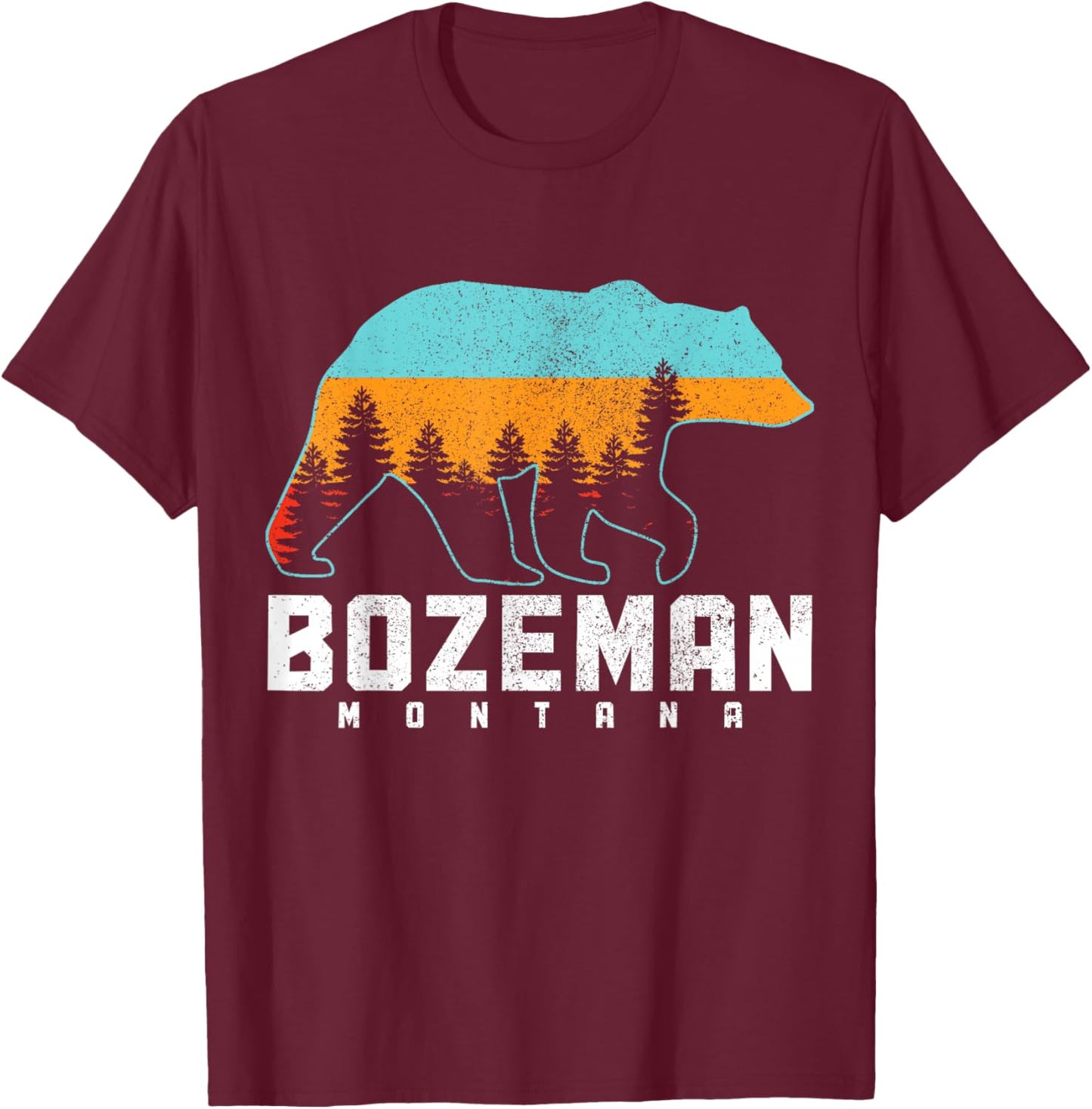 Bozeman Montana Bear Pride Hiking Camping Vintage T-Shirt - T-Shirt | Maroon