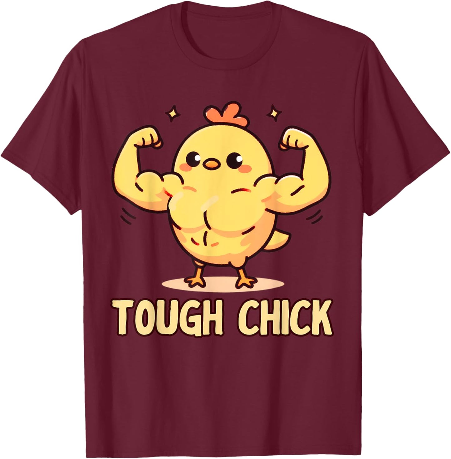 Funny Baby Chick Gym Teen Girls Women One Tough Chick T-Shirt - T-Shirt | Maroon
