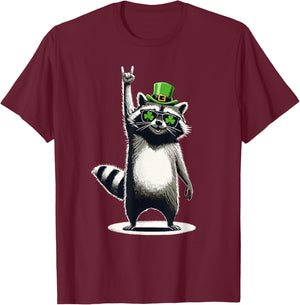 Raccoon St. Patty's Shamrock Funny St. Patrick's Day T-Shirt - T-Shirt | Maroon