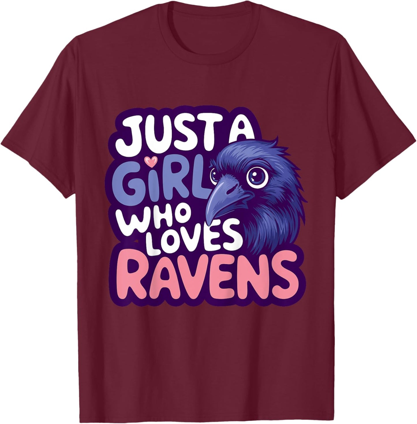 Kids Girl Loves Ravens Kids T-Shirt - T-Shirt | Maroon