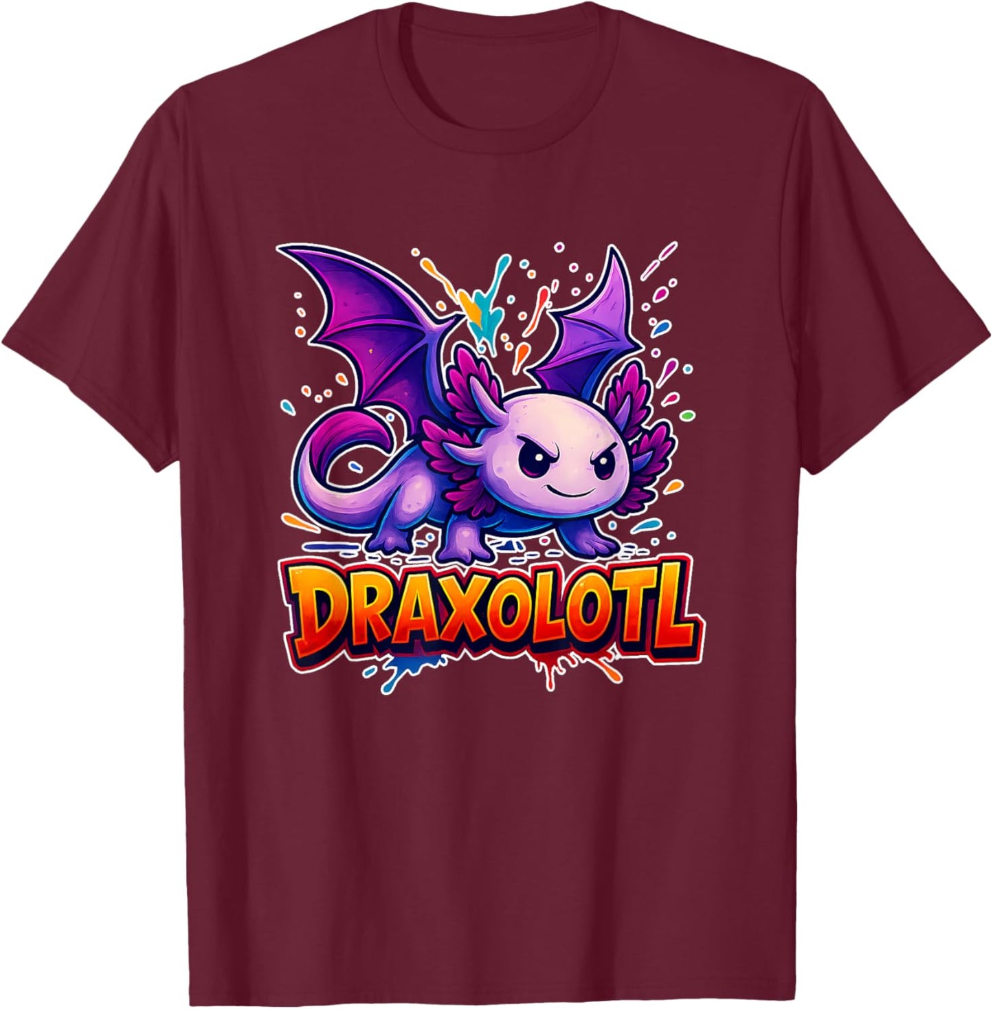Draxolotl Axolotl Dragon Mashup Fantasy Design for Kids T-Shirt - T-Shirt | Maroon