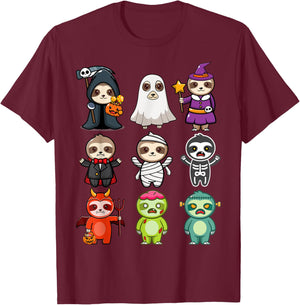 Sloth Spooky Ghost Boo-Jee Horror Pumpkin Sloth Halloween T-Shirt - T-Shirt | Maroon