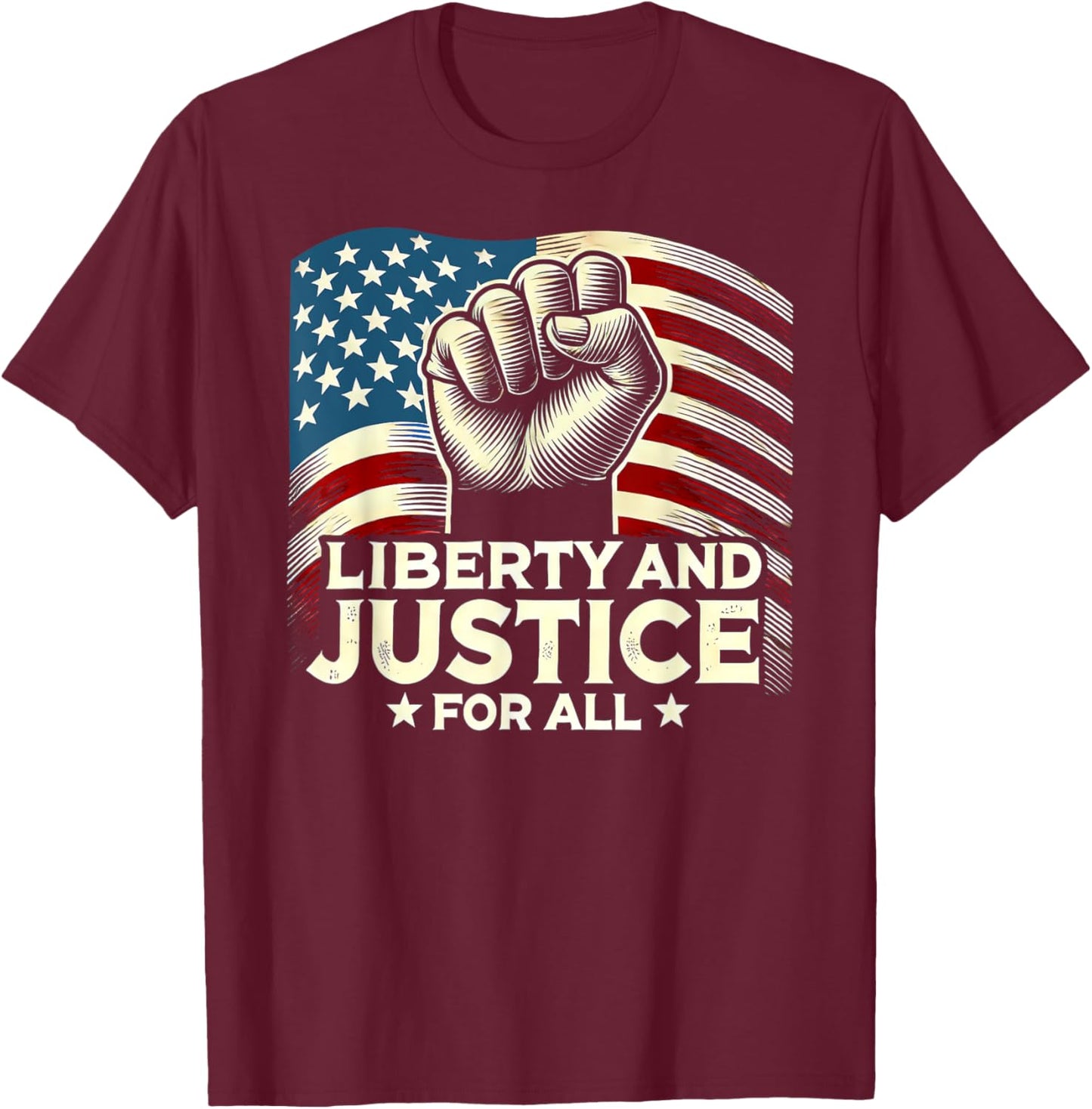 Liberty and Justice for all patriotic T-Shirt - T-Shirt | Maroon