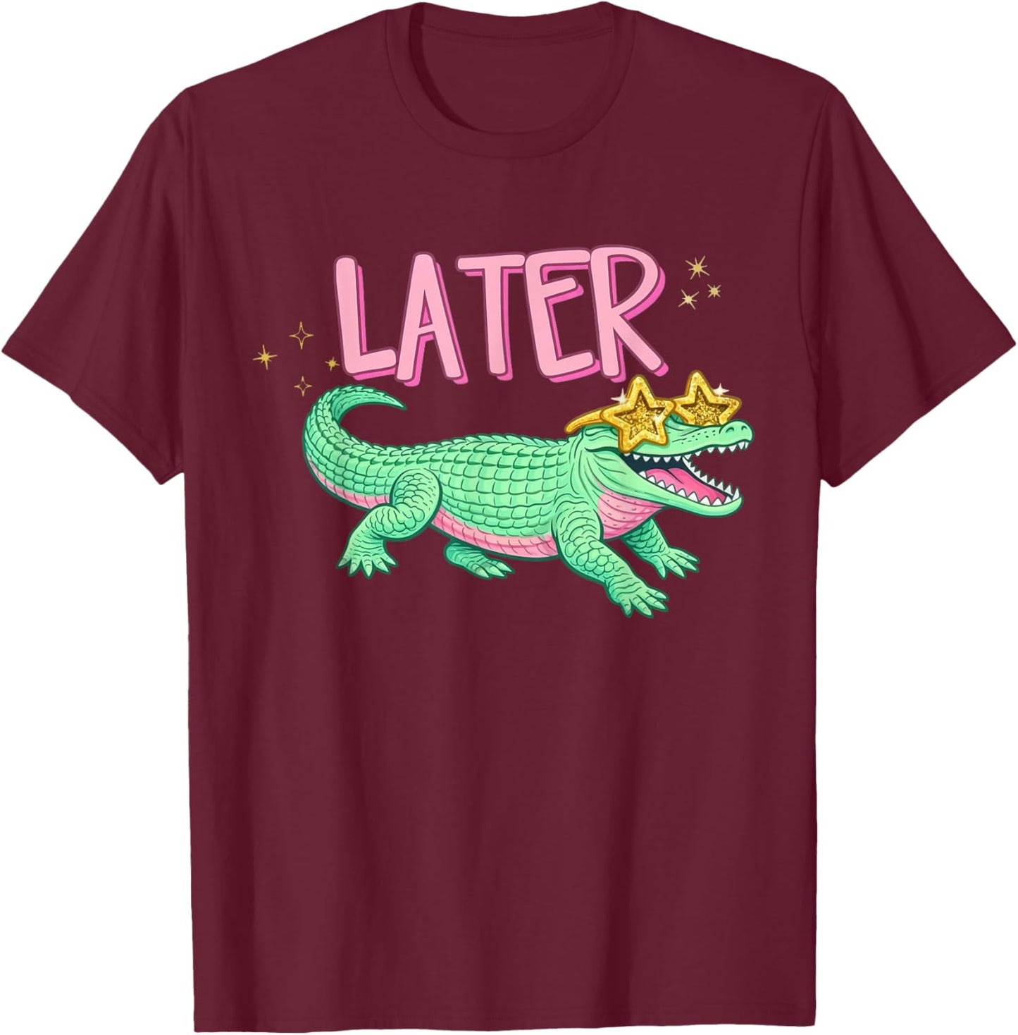 Funny Later Gator Alligator Girly Summer Beach Vibes Coastal T-Shirt - T-Shirt | Maroon