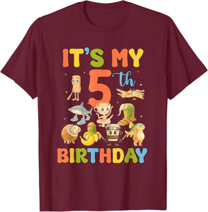 It's My 5th Birthday Boy Italian Brainrot Meme 5 Year Old T-Shirt - T-Shirt | Maroon