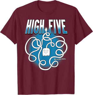 Regular Show High Five Ghost Long Arm Funny Cartoon T-Shirt - T-Shirt | Maroon