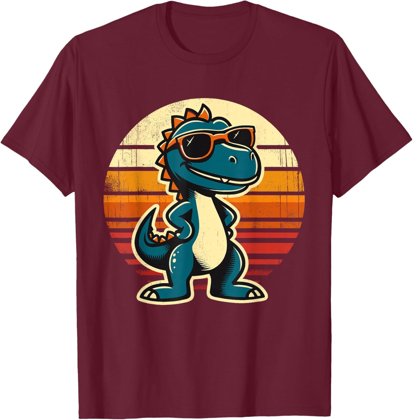 Dinosaur T-Rex Retro Funny Dinosaur T-Shirt - T-Shirt | Maroon