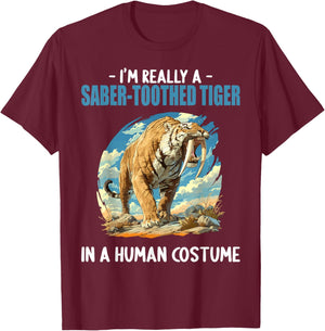 Saber-Toothed Tigers Saber-Toothed Tiger T-Shirt - T-Shirt | Maroon