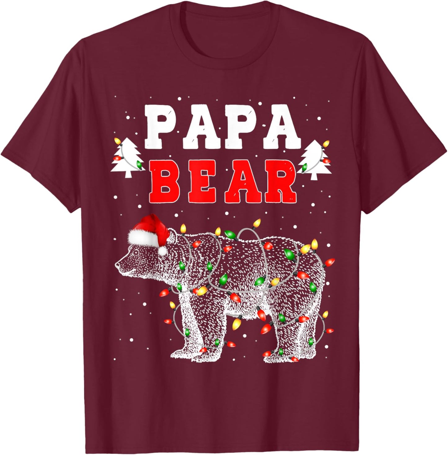 Papa Bear Christmas Santa Family Matching Pajamas Women Men T-Shirt - T-Shirt | Maroon