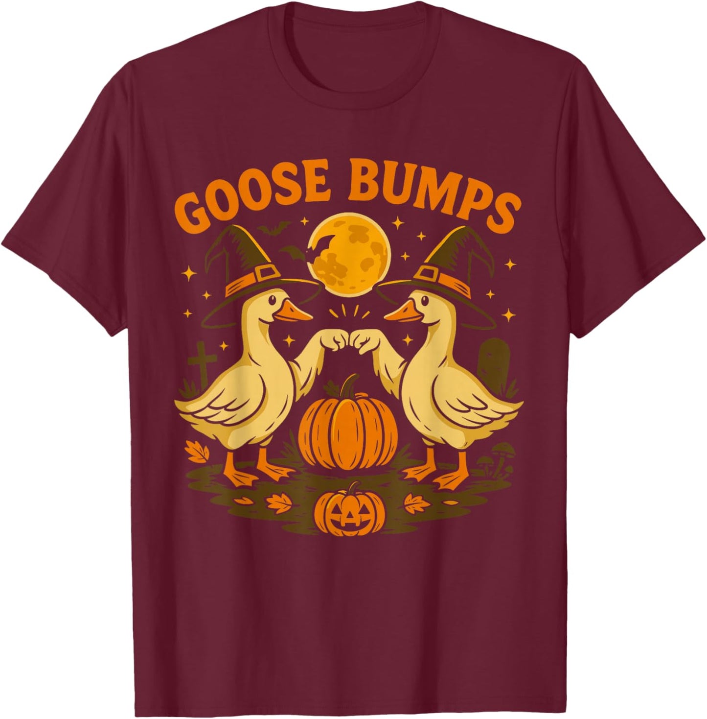 Cute Spooky Goose Shirt, Funny Halloween Goose Bumps T-Shirt - T-Shirt | Maroon