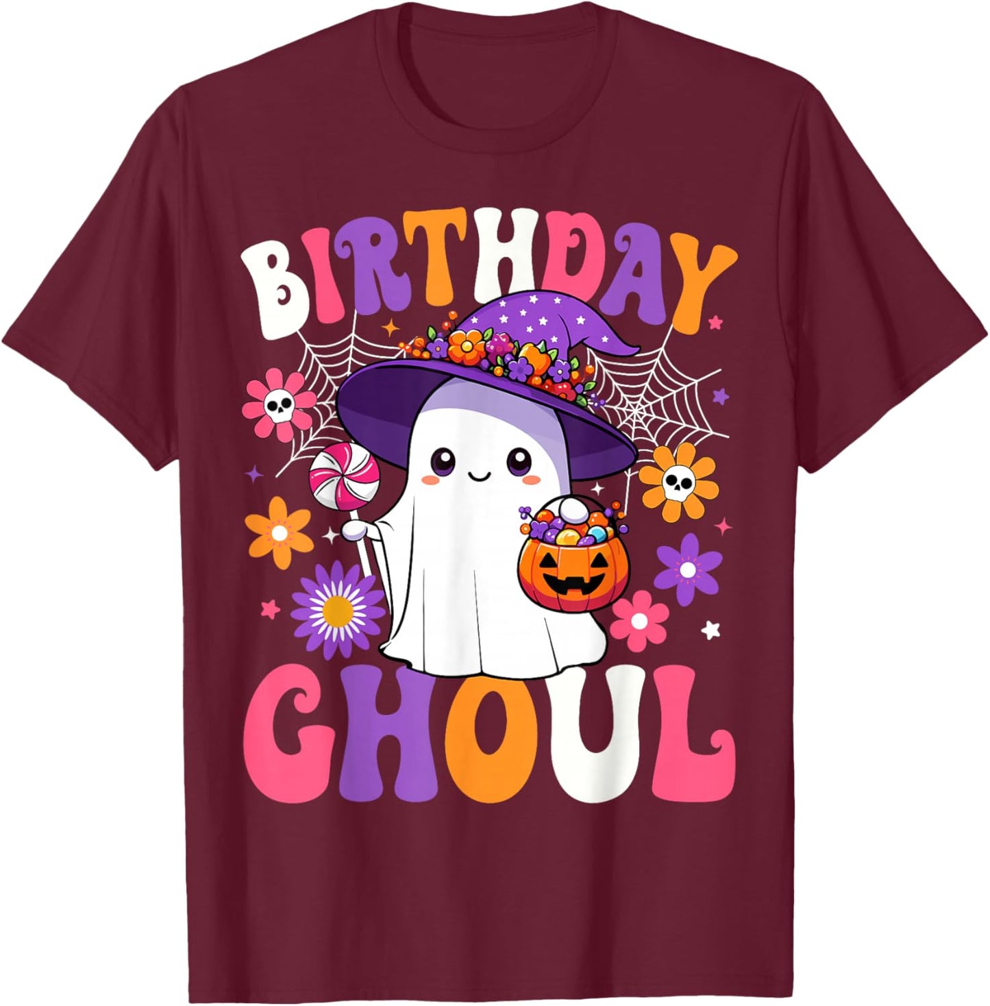 Birthday Ghoul Anniversary Funny Halloween Birthday Ghost T-Shirt - T-Shirt | Maroon