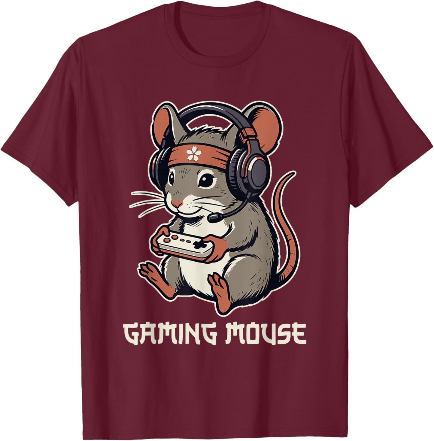 Gaming Mouse Kawaii Funny Literal Retro Video Gamer Pun T-Shirt - T-Shirt | Maroon