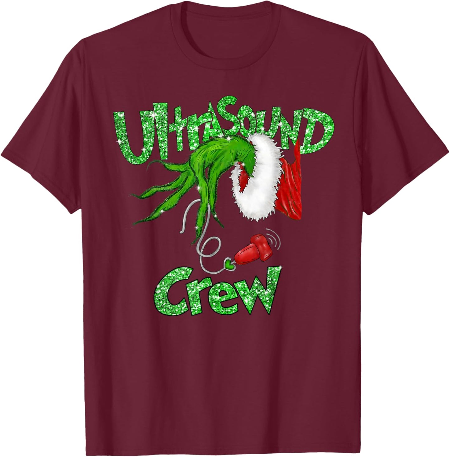 Ultrasound Crew Sonographer Merry Christmas Xmas Pajamas T-Shirt - T-Shirt | Maroon