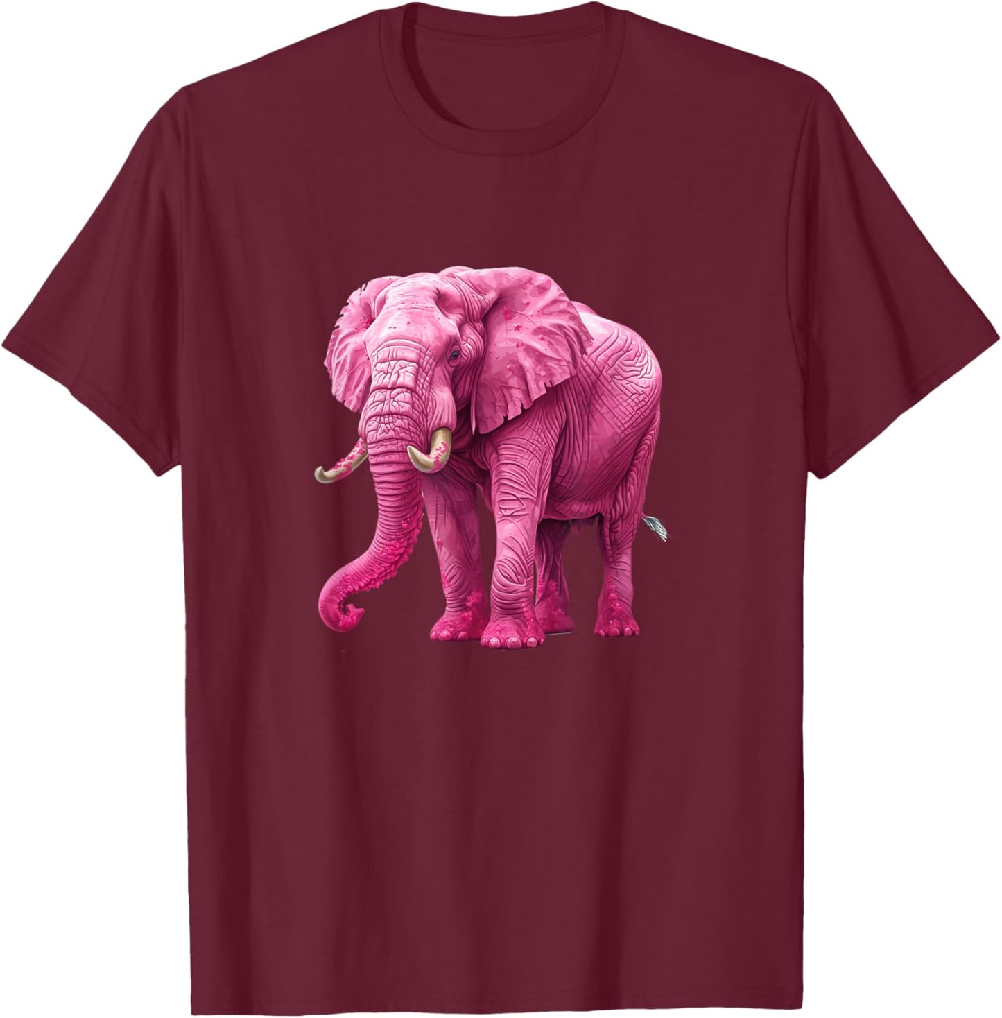 Fun Elephant Lover Cool Pink Elephant T-Shirt - T-Shirt | Maroon