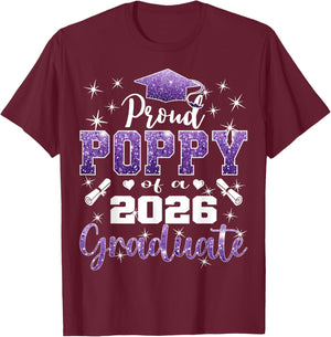 Super Proud Poppy of 2026 Graduate Senior Graduation Family T-Shirt - T-Shirt | Maroon