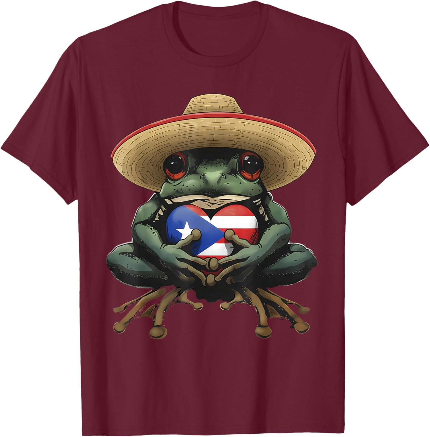 Coqui Frog Puerto Rico Taino Puerto Rican Flag Boricua T-Shirt - T-Shirt | Maroon
