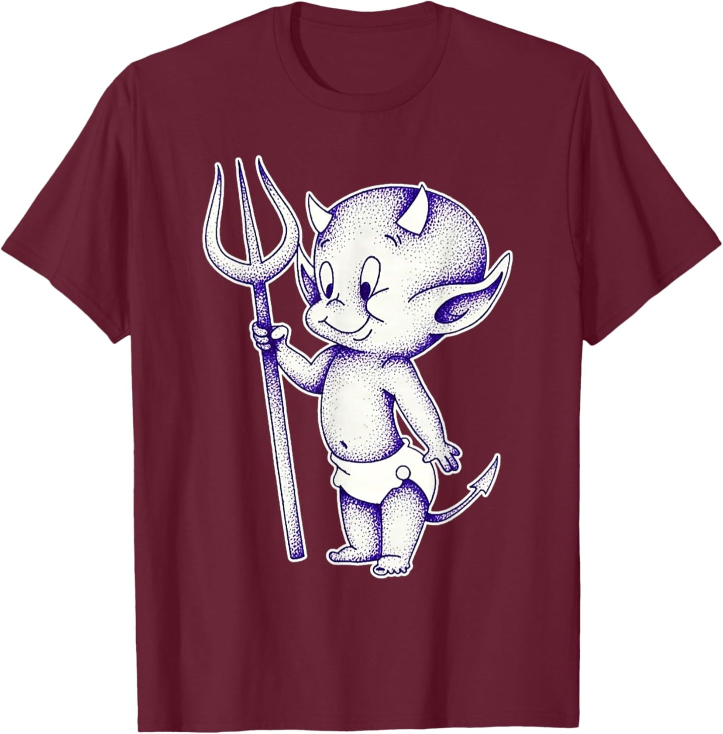 Baby Devil Demon Pitchfork Tattoo Flash T-Shirt - T-Shirt | Maroon