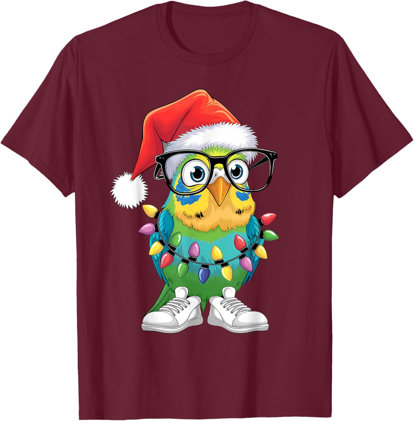 Groovy Xmas Budgie Birds Lover Christmas Parakeet Budgie T-Shirt - T-Shirt | Maroon